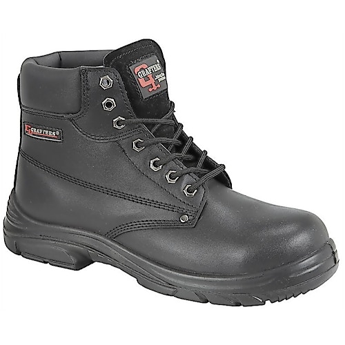 Grafters Super Wide Safety Boot Leather Black